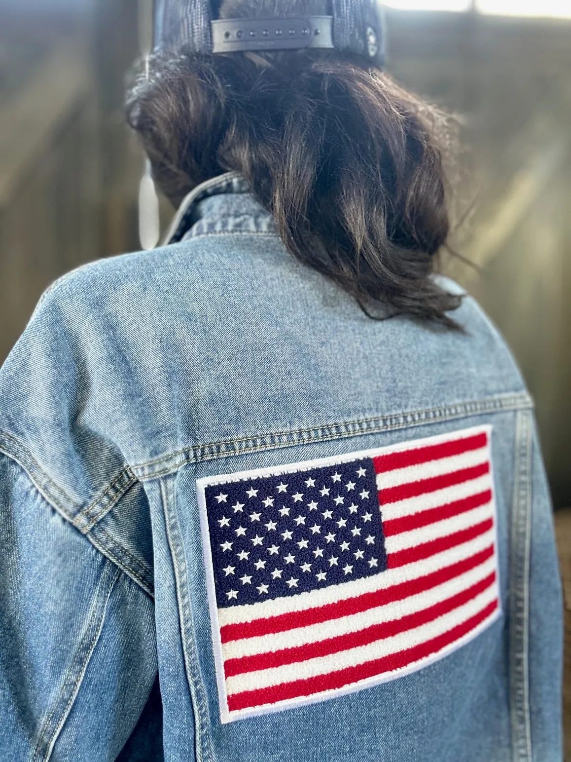 American Flag Jacket (Chenille Patch on Denim)
