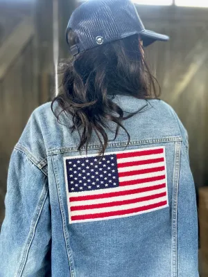 American Flag Jacket (Chenille Patch on Denim)