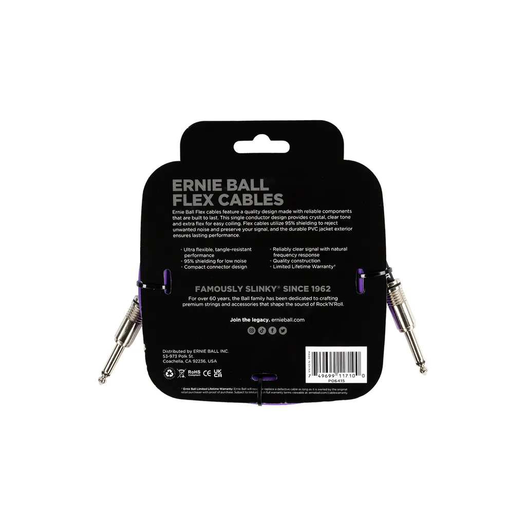 Erine Ball Flex Instrument Cable Straight/Straight 10ft - Purple