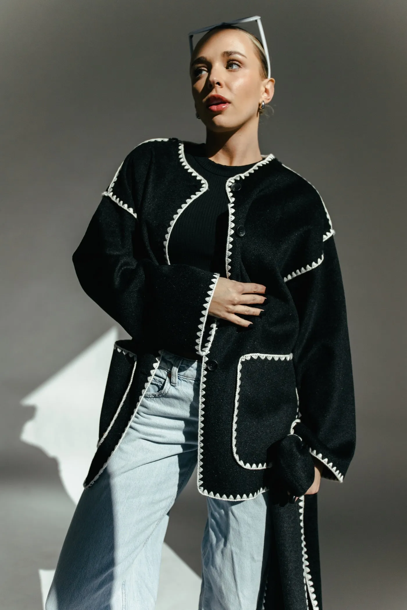 Fade Into You Jacket   Scarf Set - Tonal Black