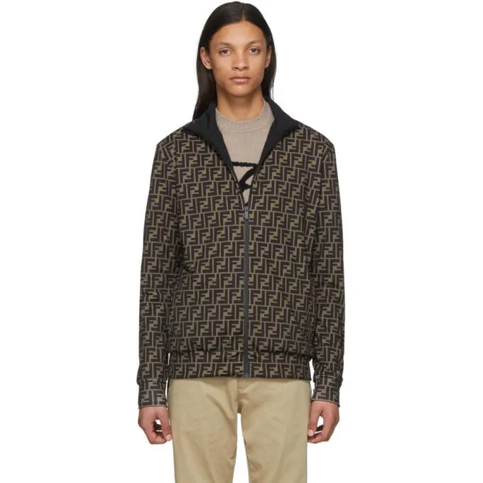 Fendi Brown and Black Forever Fendi Track Jacket