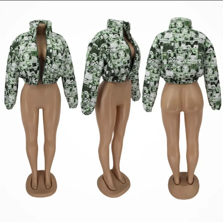 Plus Size Cartoon Print Winter Warm Down Jacket