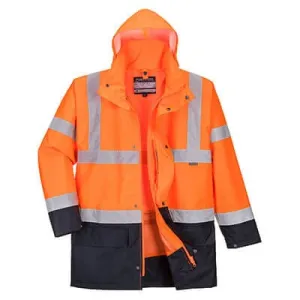 PORTWEST ESSENTIAL 5 IN 1 HI-VIS JACKET ORANGE/NAVY