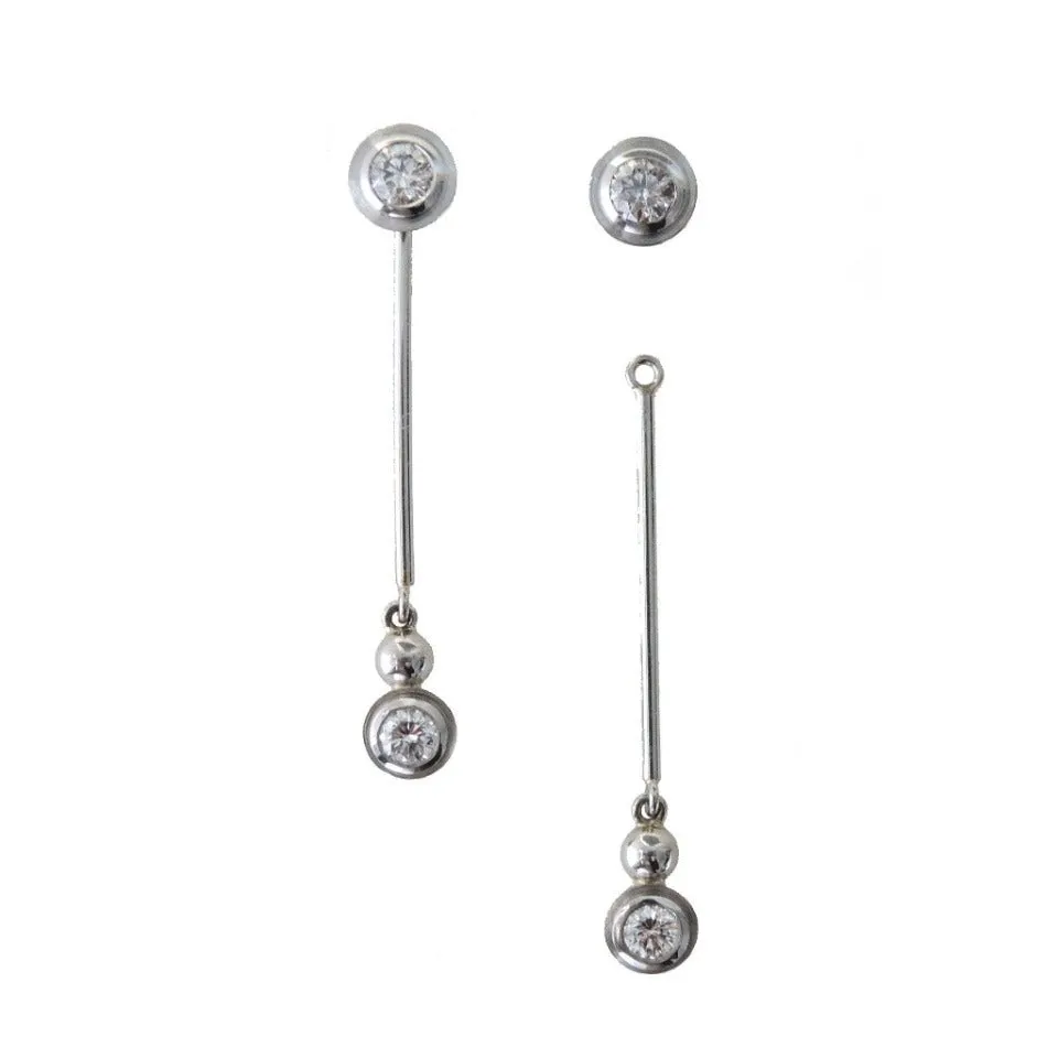 Series 8 | Simplicity Double Bezel, Bar Earring Jacket for Stud Earrings, Pt.   Dia.