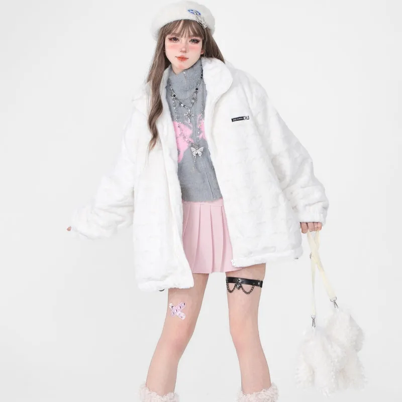 Sweet Girly Style Loving Heart Embroidered All-match Coat