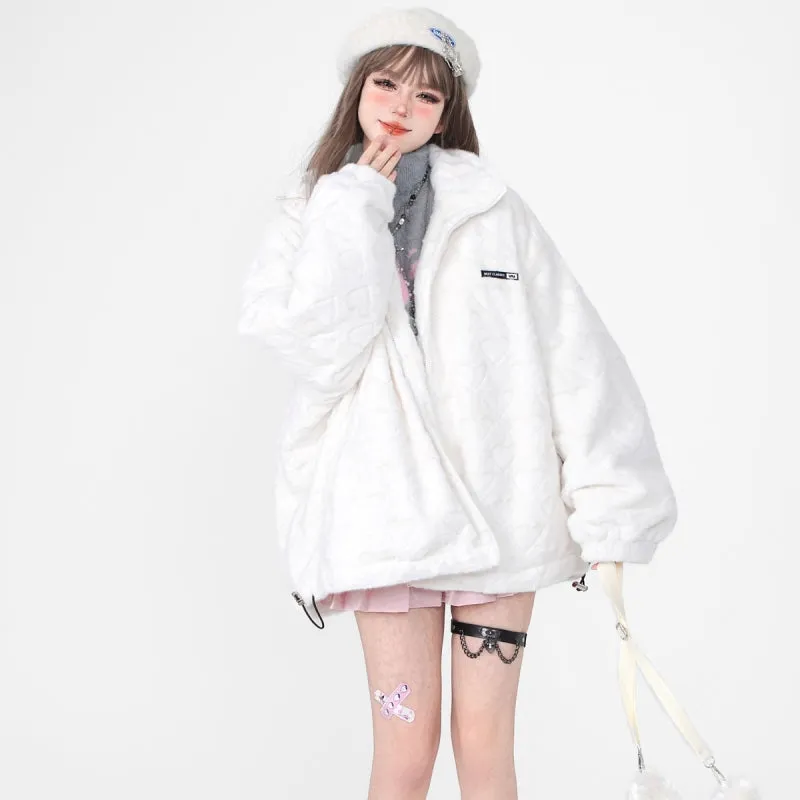 Sweet Girly Style Loving Heart Embroidered All-match Coat